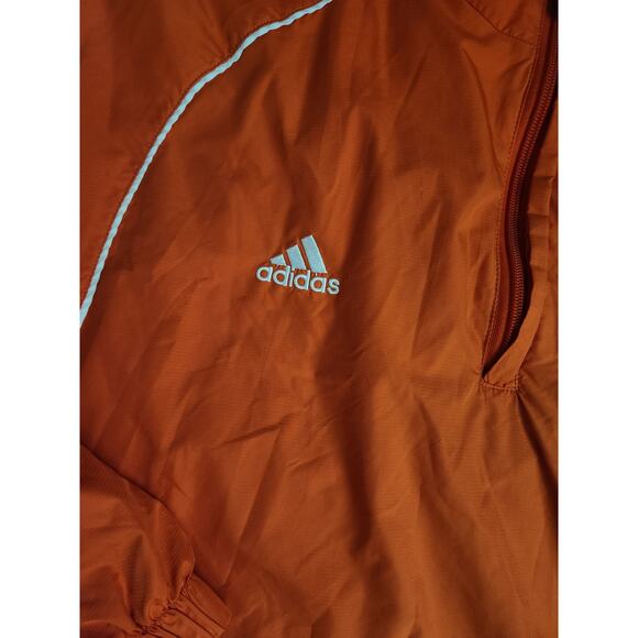 Adidas 1/4 Zip Pullover Mens Sz L Orange 3 Stripes Mesh Lined Vented VTG Y2K - Picture 3 of 5